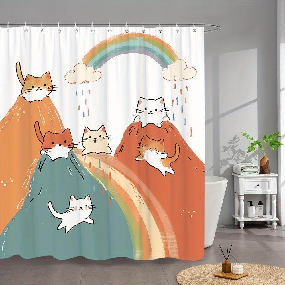 Rainbow Cat Cartoon Shower Curtain - My Store