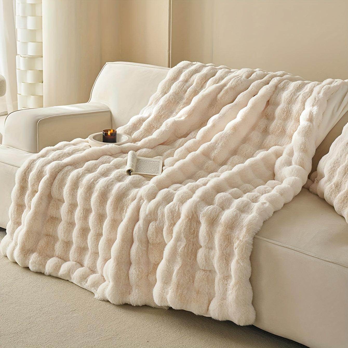 Faux Rabbit Fleece Throw Blanket – Soft & Warm for All Seasons - My Store