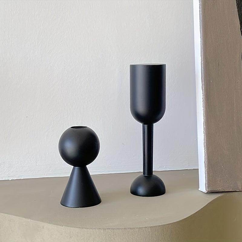 Black Wooden Candlestick Set - My Store