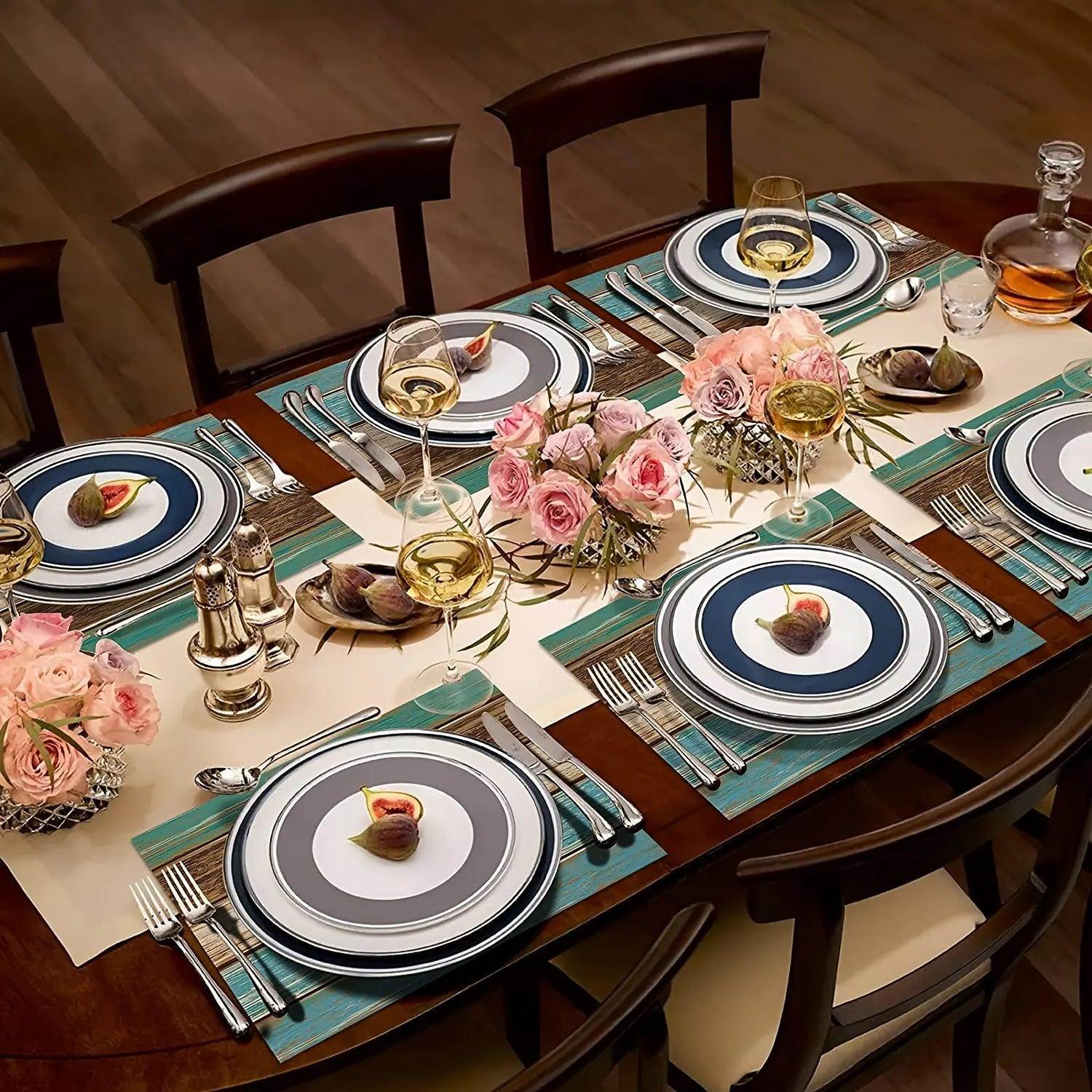 Farmhouse Wood Grain Table Runner & Placemat Set - My Store