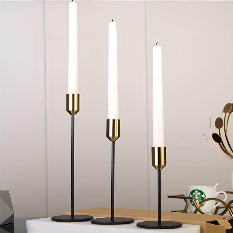 3-Piece Brass & Black Cone Candlestick Set - My Store