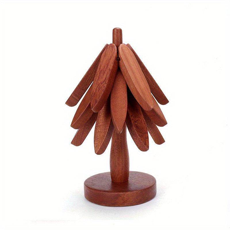 Wooden Tree Shaped Tripod Set with Coasters - My Store