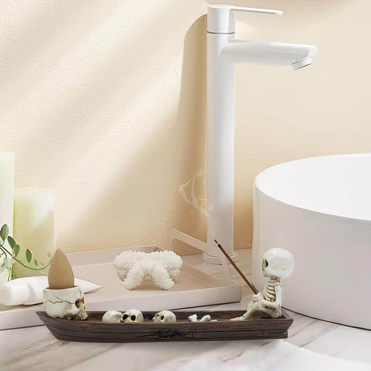 3-Piece Skeleton Boat Resin Incense Holder Set - My Store