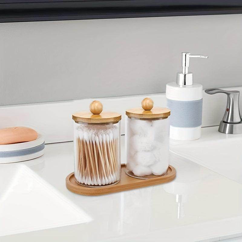 Bamboo-Lid Bathroom Organizer Set - My Store