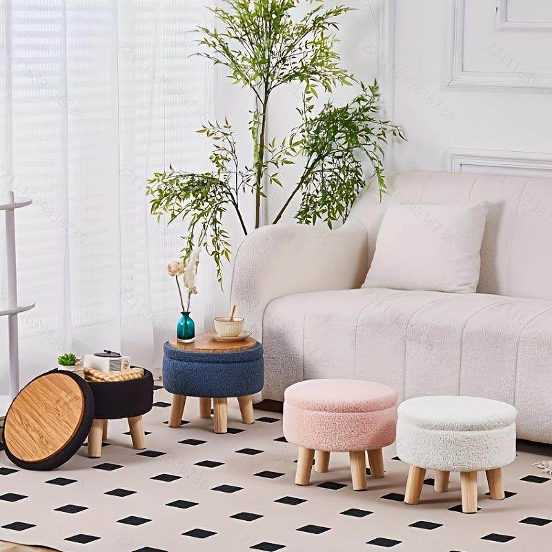 Modern Round Velvet Footrest Ottoman - My Store