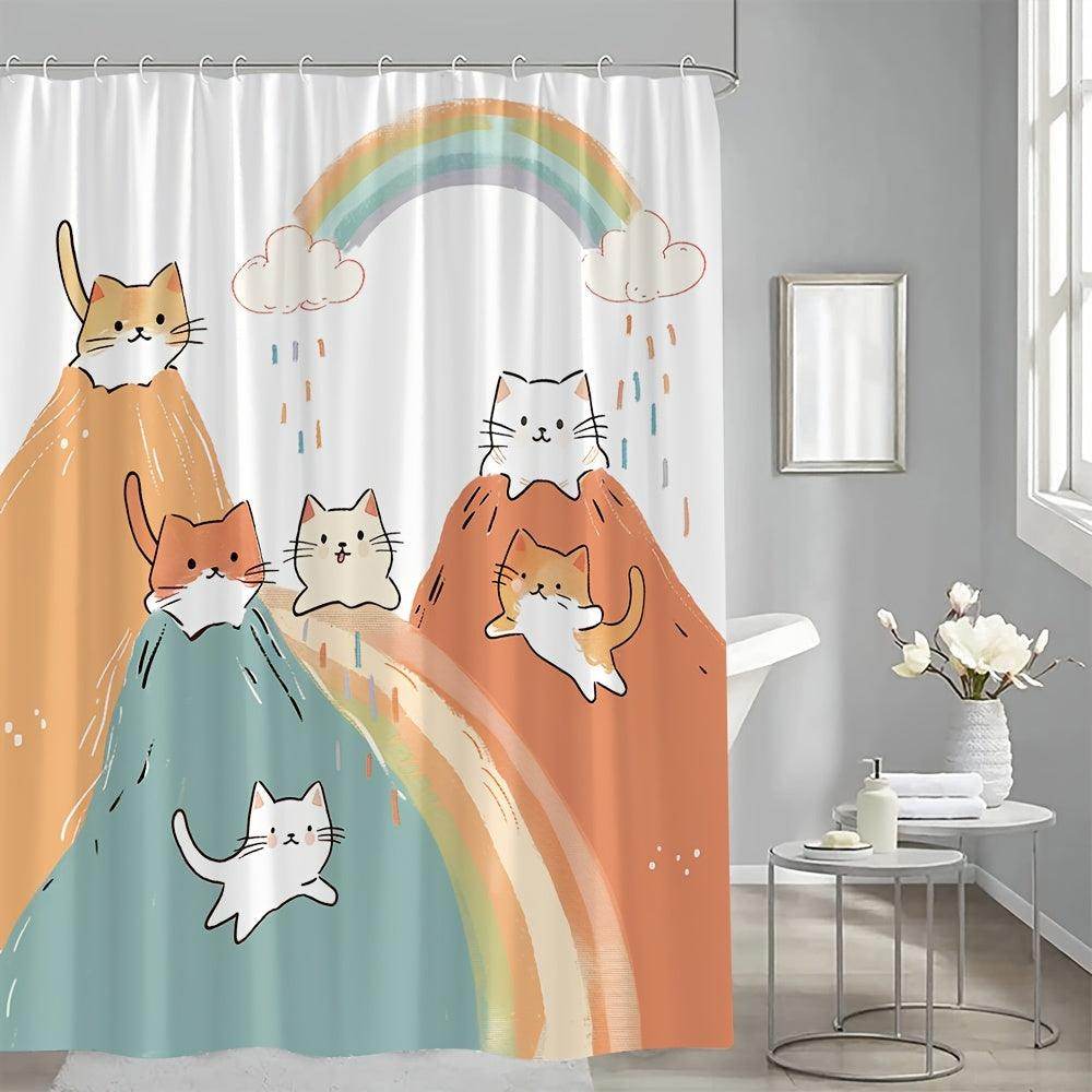 Rainbow Cat Cartoon Shower Curtain - My Store