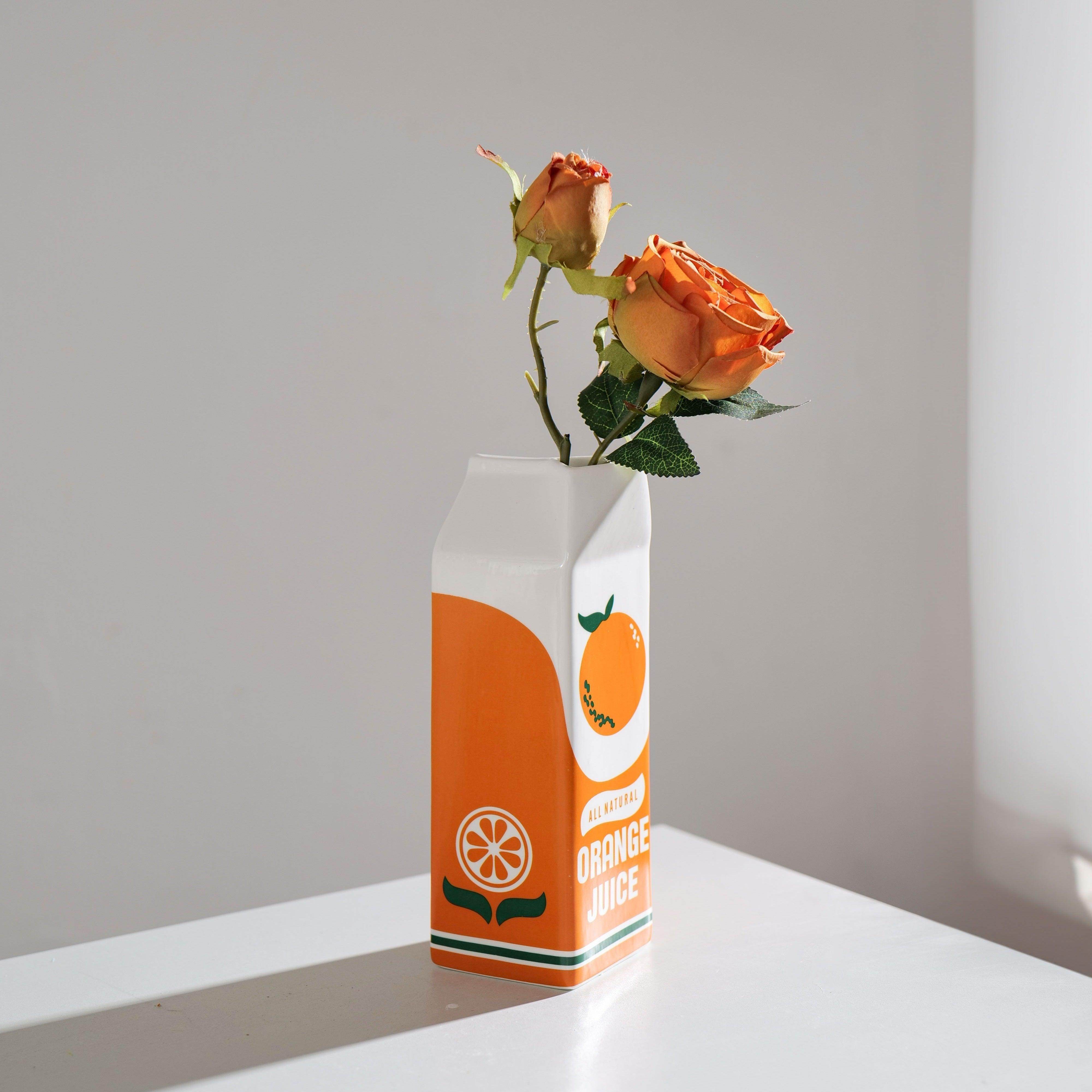 Unique Vintage-Inspired Orange Juice Ceramic Vase - My Store