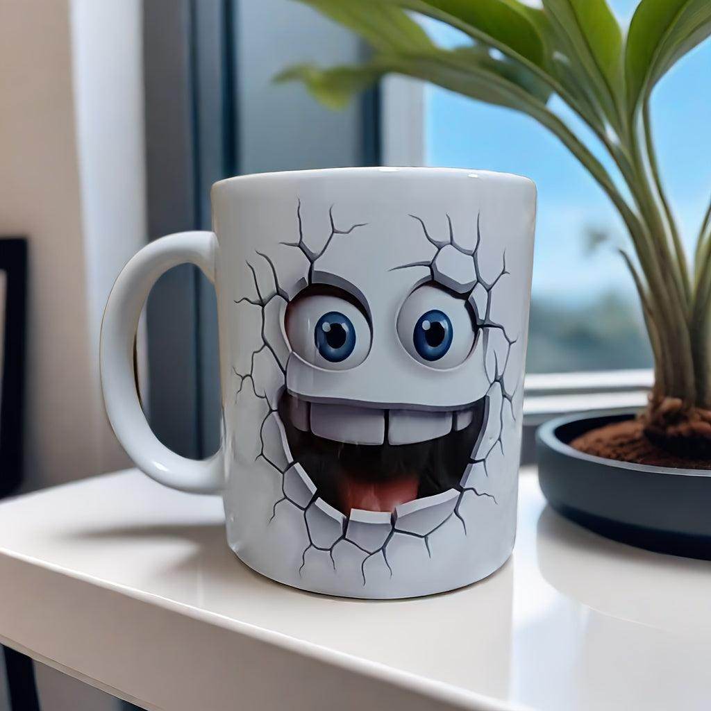 Smiling Face Break Through Ceramic Coffee Mug - 11oz - My Store