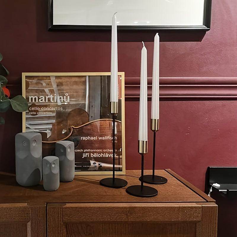 3-Piece Brass & Black Cone Candlestick Set - My Store