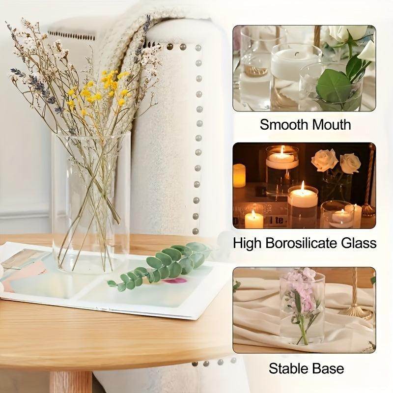 16pcs Elegant Glass Cylinder Candle Holders - My Store