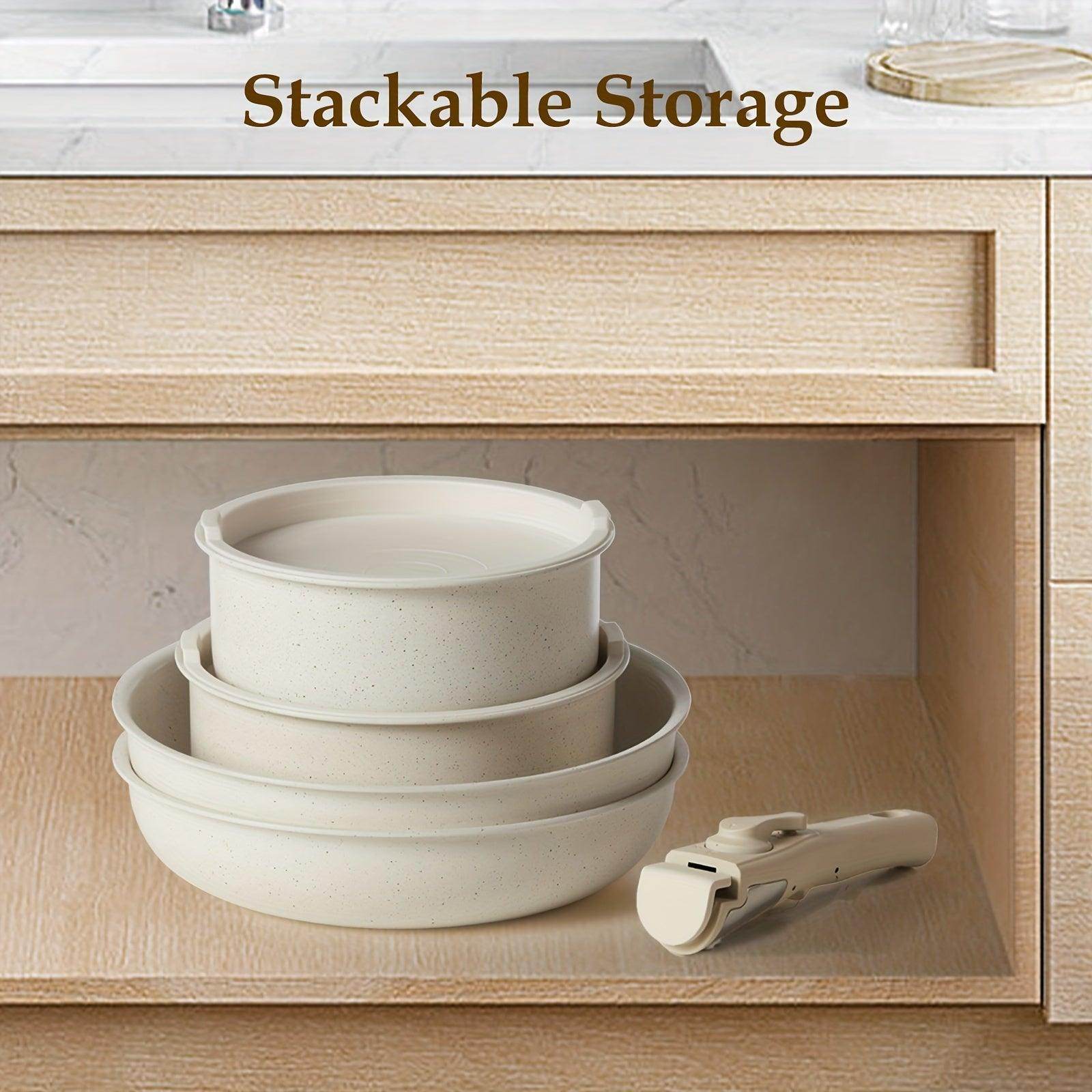 12-Piece Nonstick Kitchen Cookware Set, Beige - My Store