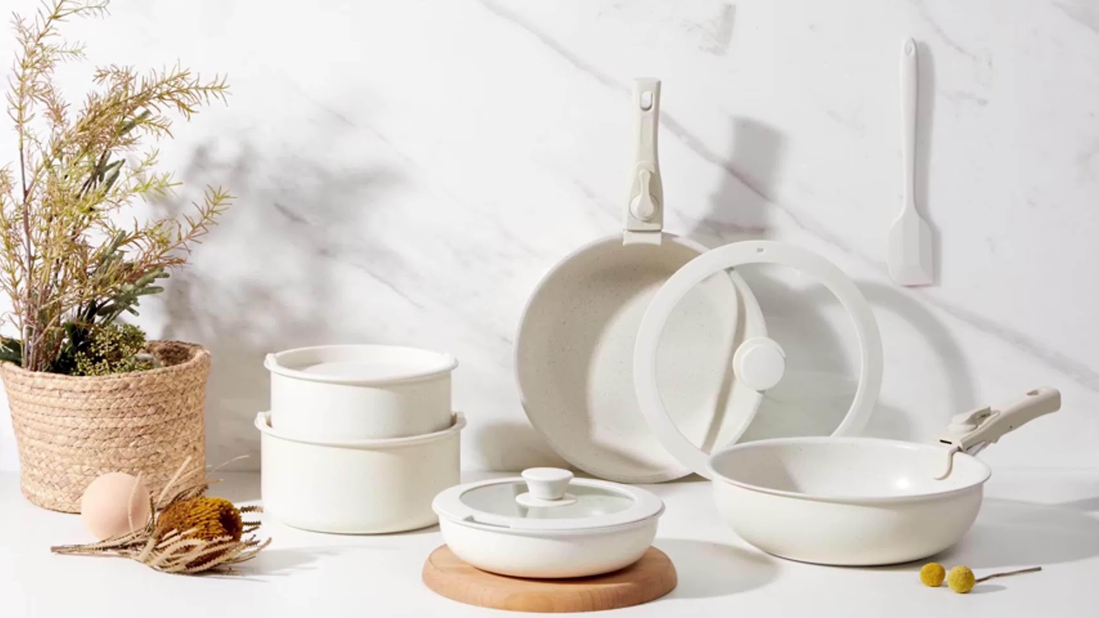 12-Piece Nonstick Kitchen Cookware Set, Beige - My Store