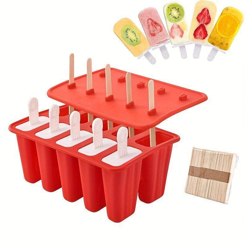 10pcs Reusable Silicone Popsicle Molds with 50 Sticks - My Store