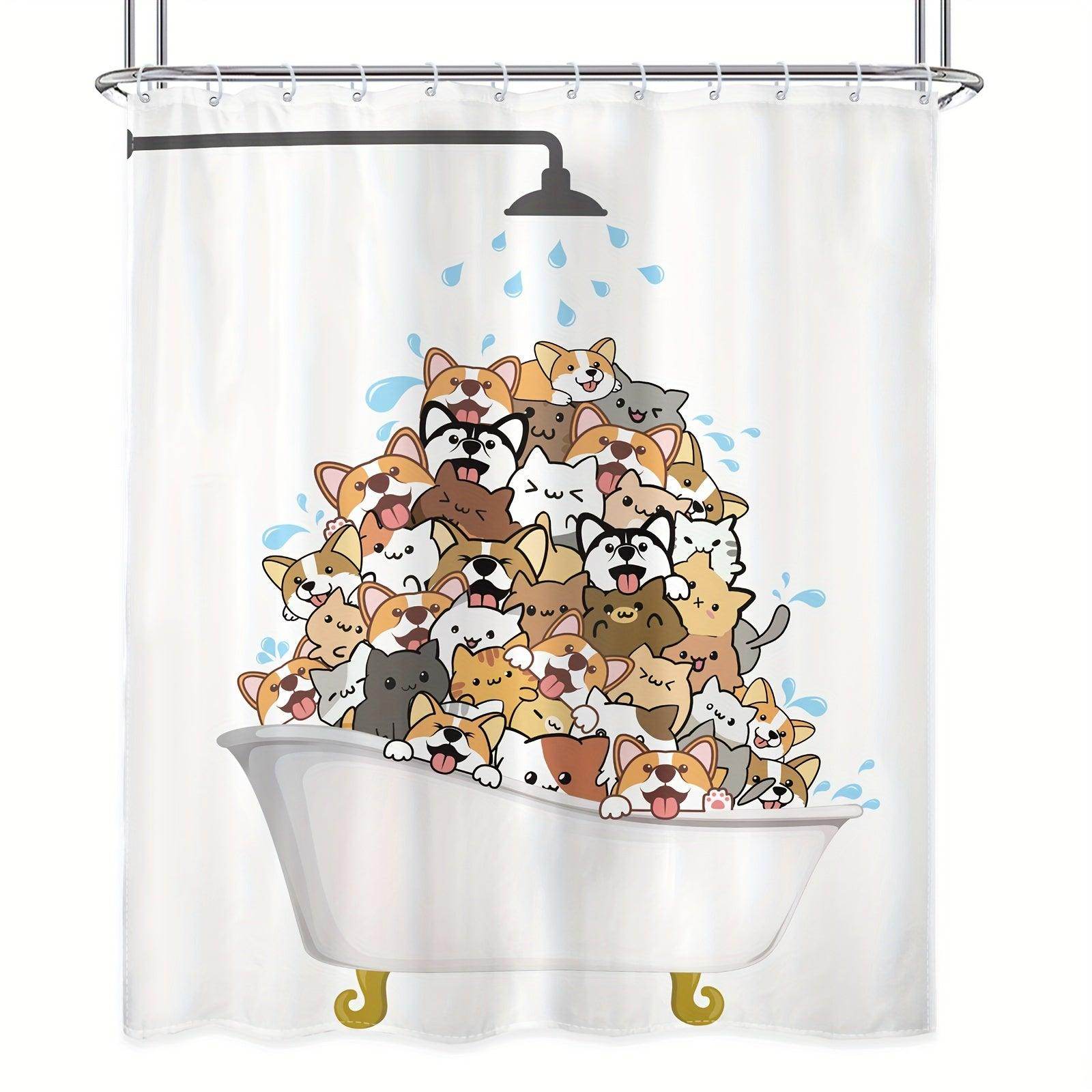 Cute Cat Shower Curtain Set - My Store