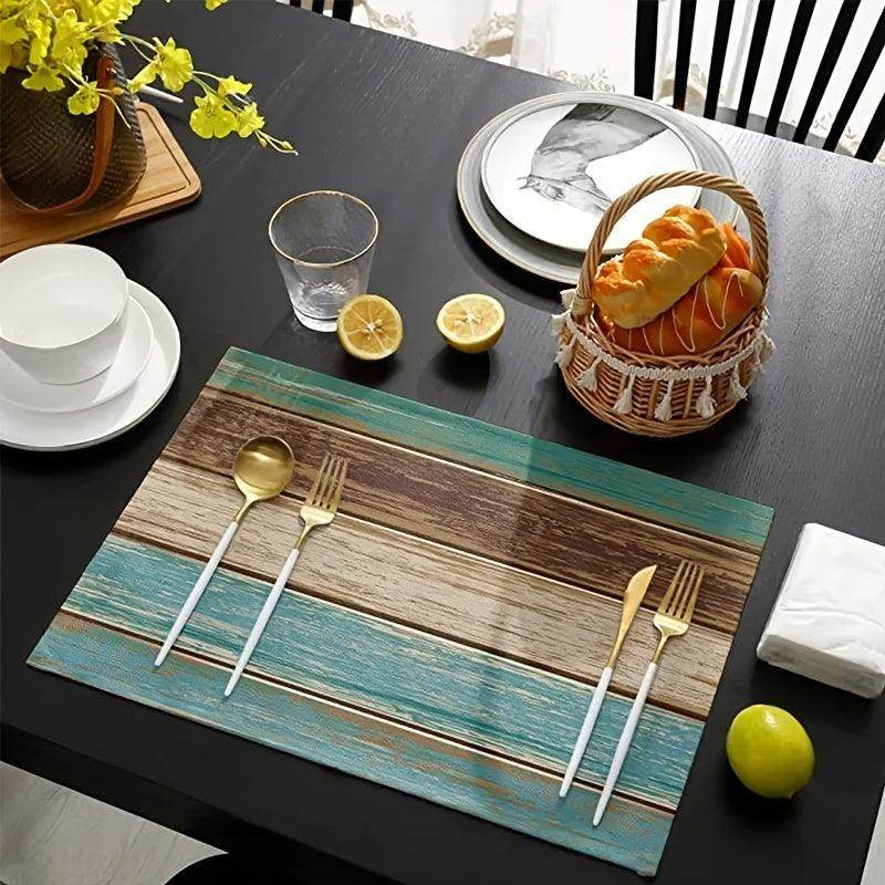 Farmhouse Wood Grain Table Runner & Placemat Set - My Store
