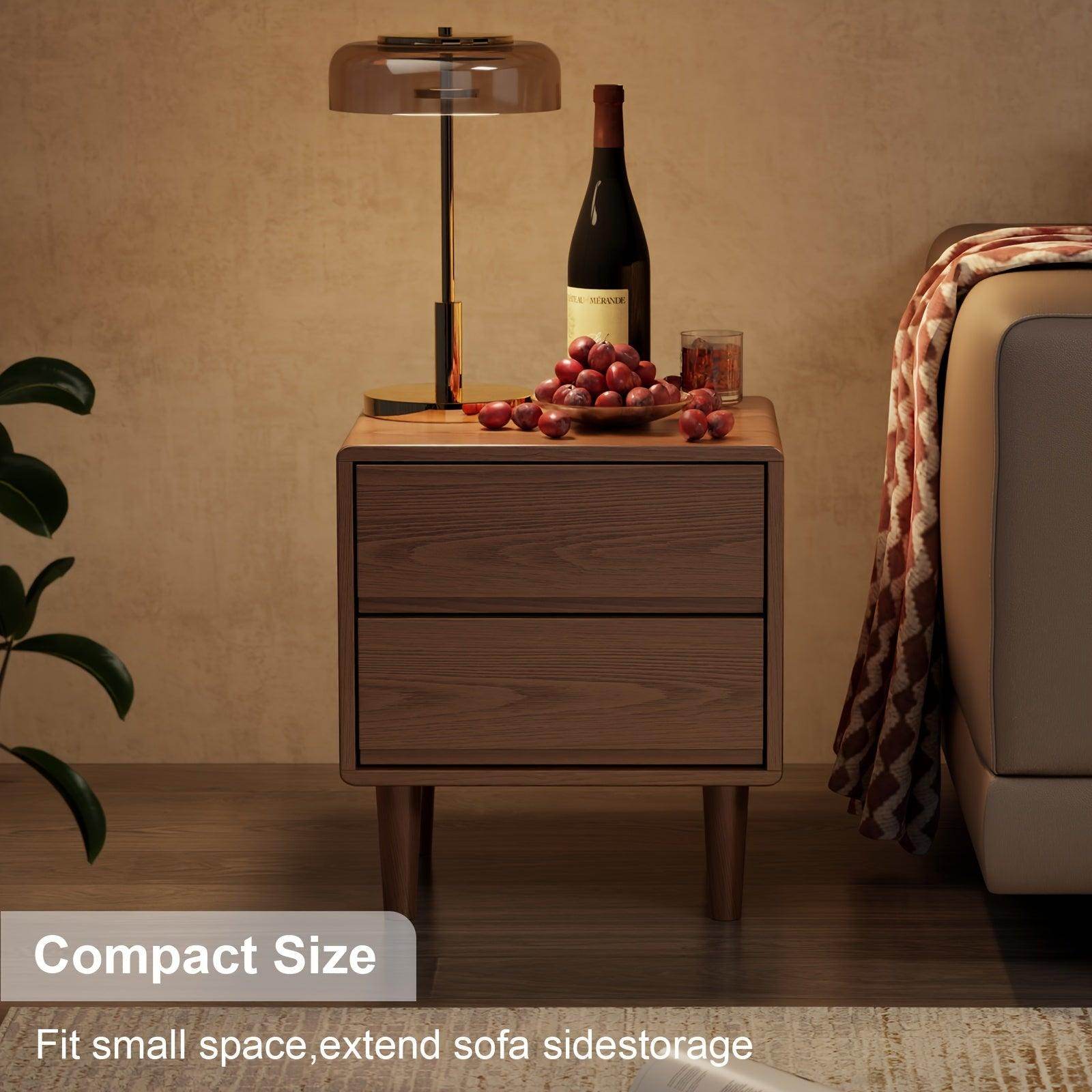 Solid Wood Nightstand with Drawers - My Store