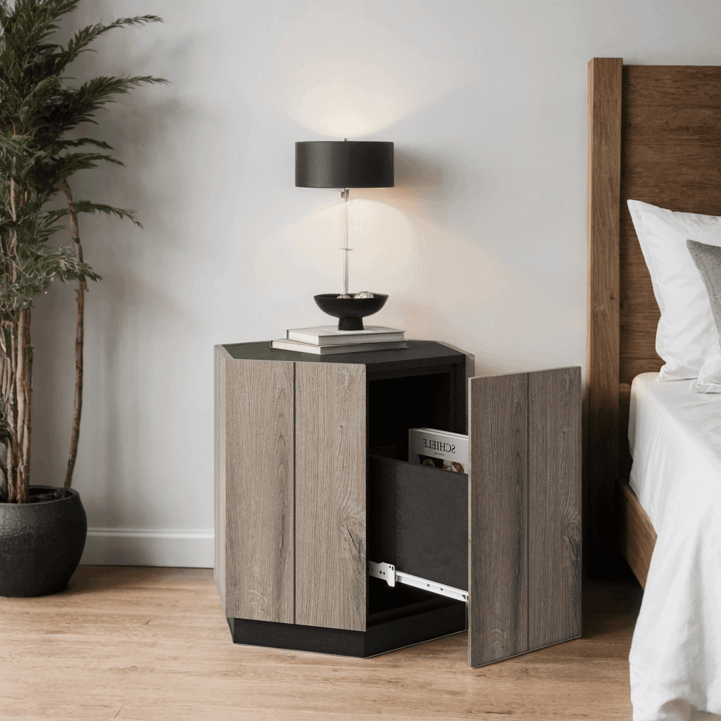 Versatile, Chic Hexagonal End Table with Drawer - My Store