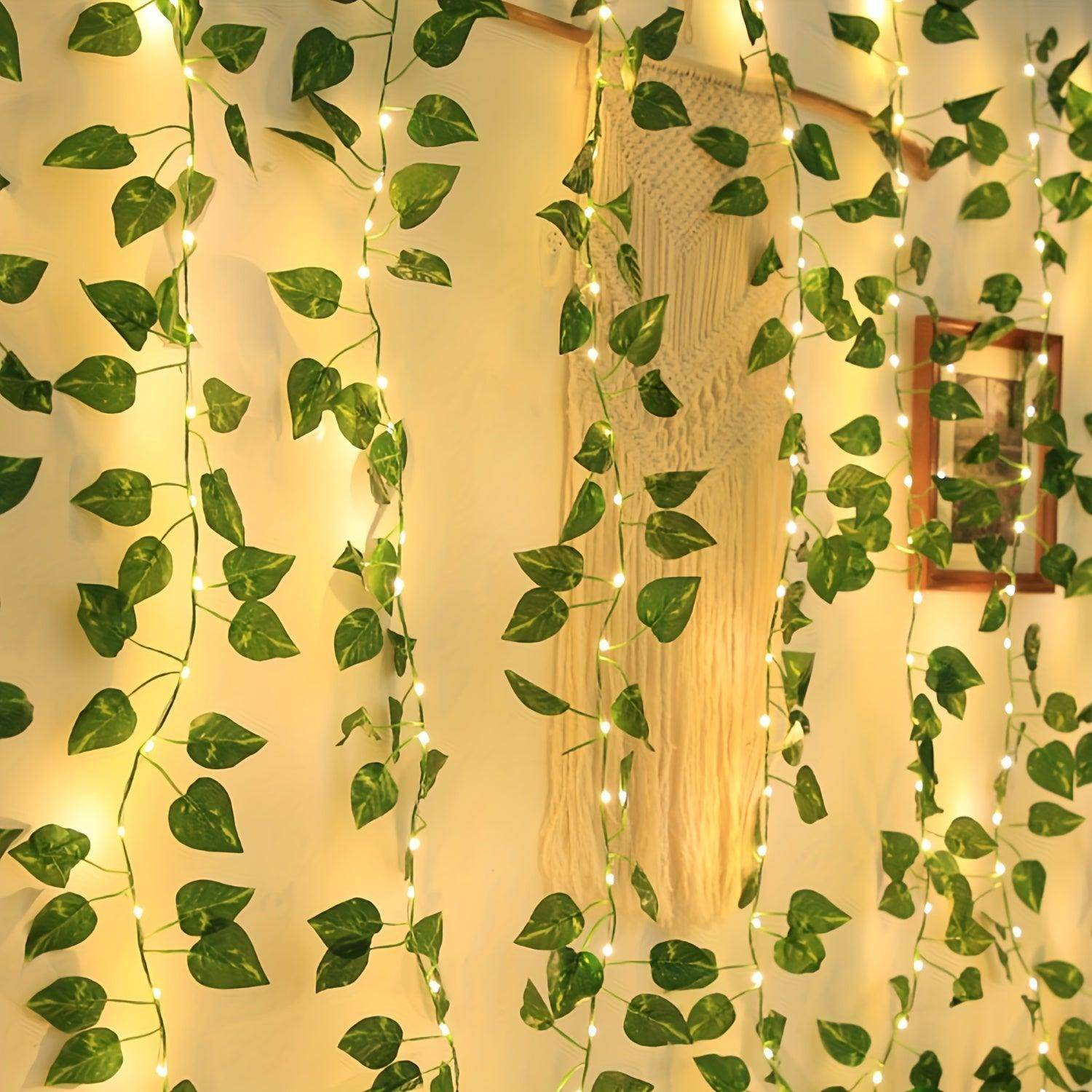 Green Leaf Rattan Lamp String - My Store