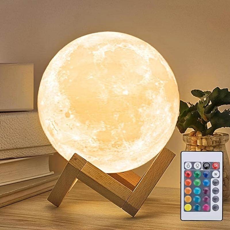 3D Printed Moon Lamp with Wooden Stand - My Store