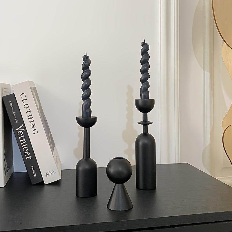 Black Wooden Candlestick Set - My Store
