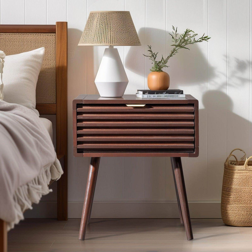 1pc Solid Wood Nightstand End Table - My Store