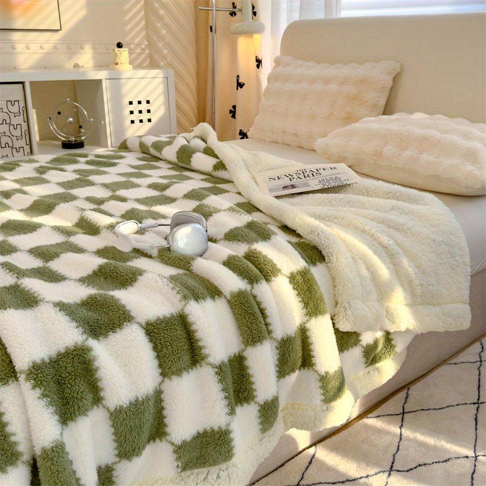 Charming Checkered Plush Fleece Blanket - My Store