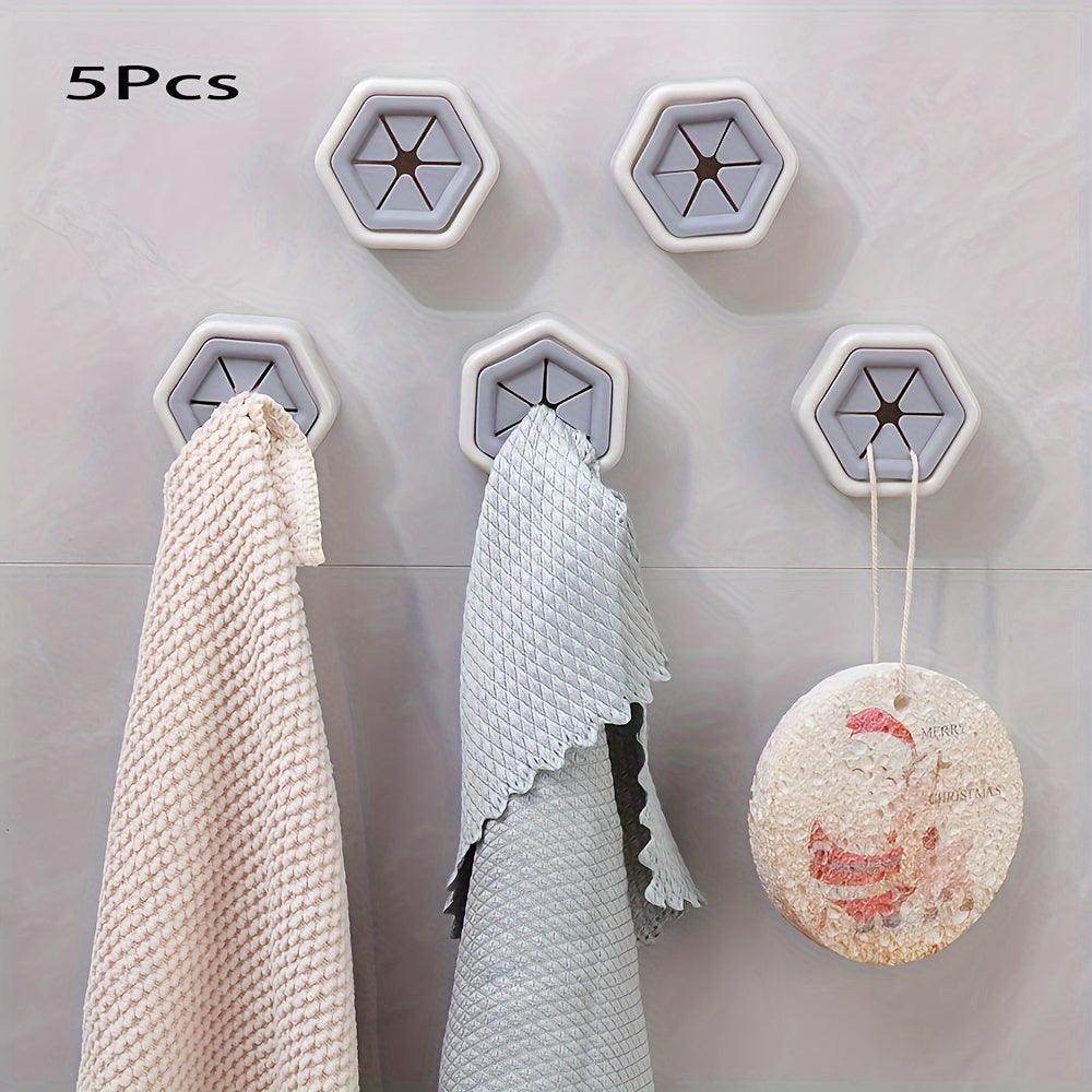5 pcs Hexagonal Towel Hooks for Bathroom and Kitchen - My Store