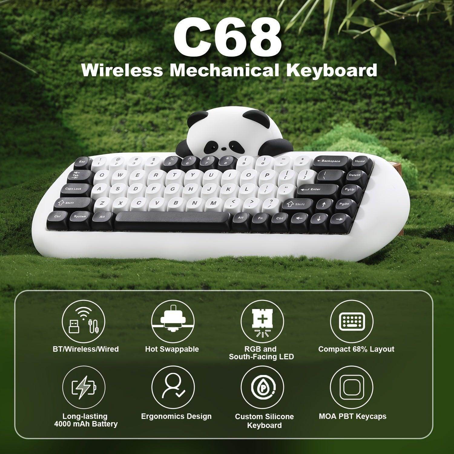 Panda White Wireless Mechanical Gaming Keyboard - My Store