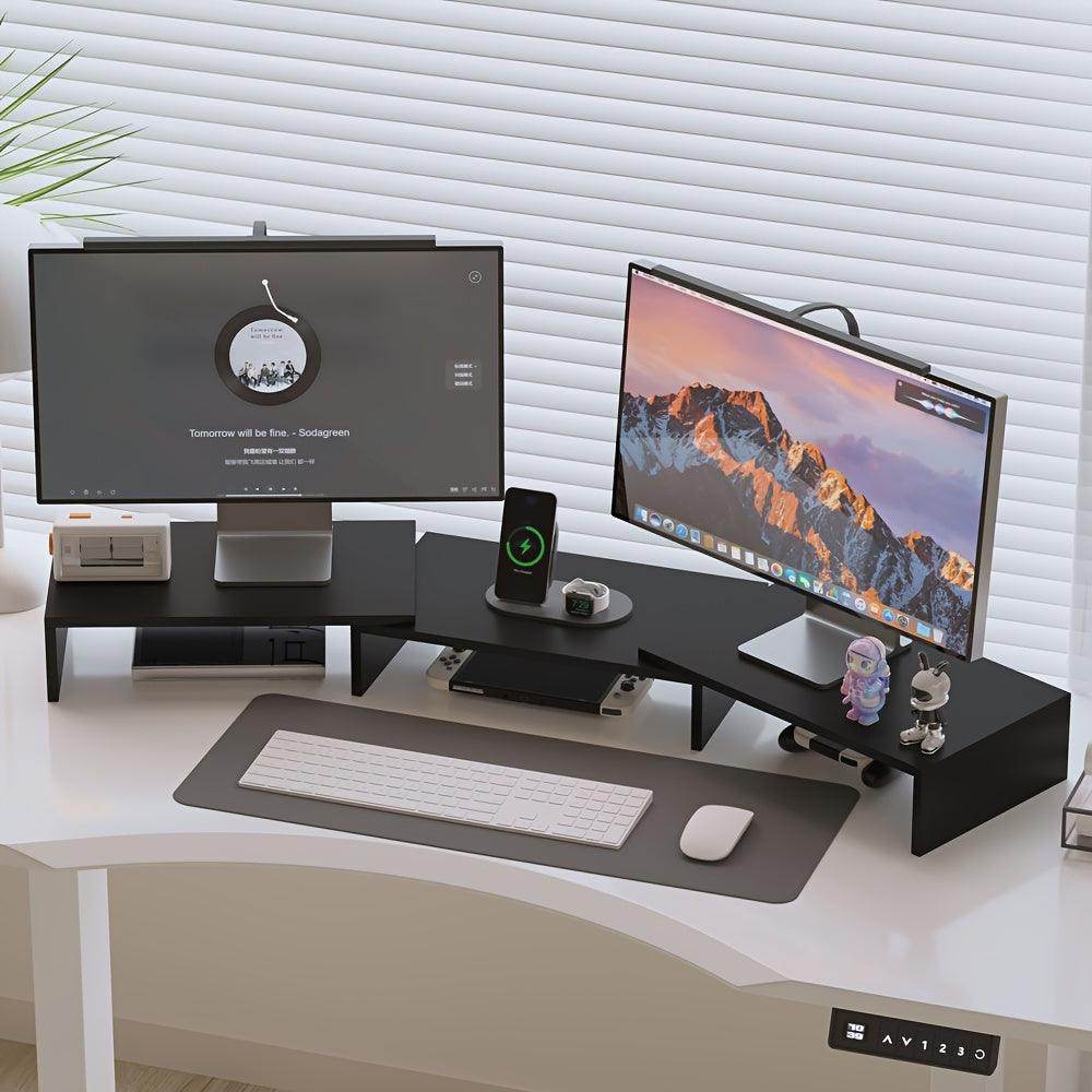 Wooden Computer Monitor Stand with Expandable Storage - My Store