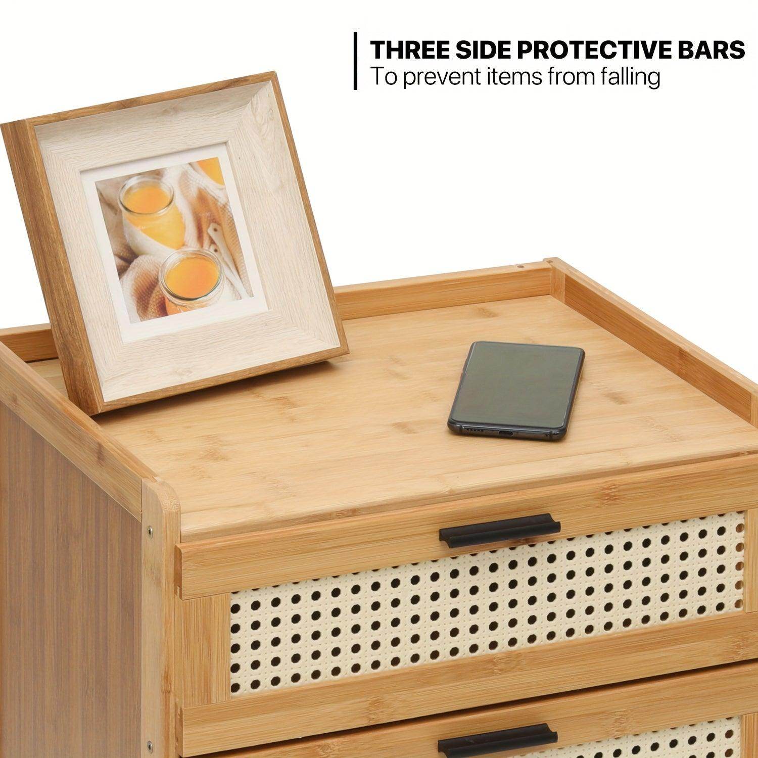 3-Drawers Rattan Nightstand - My Store