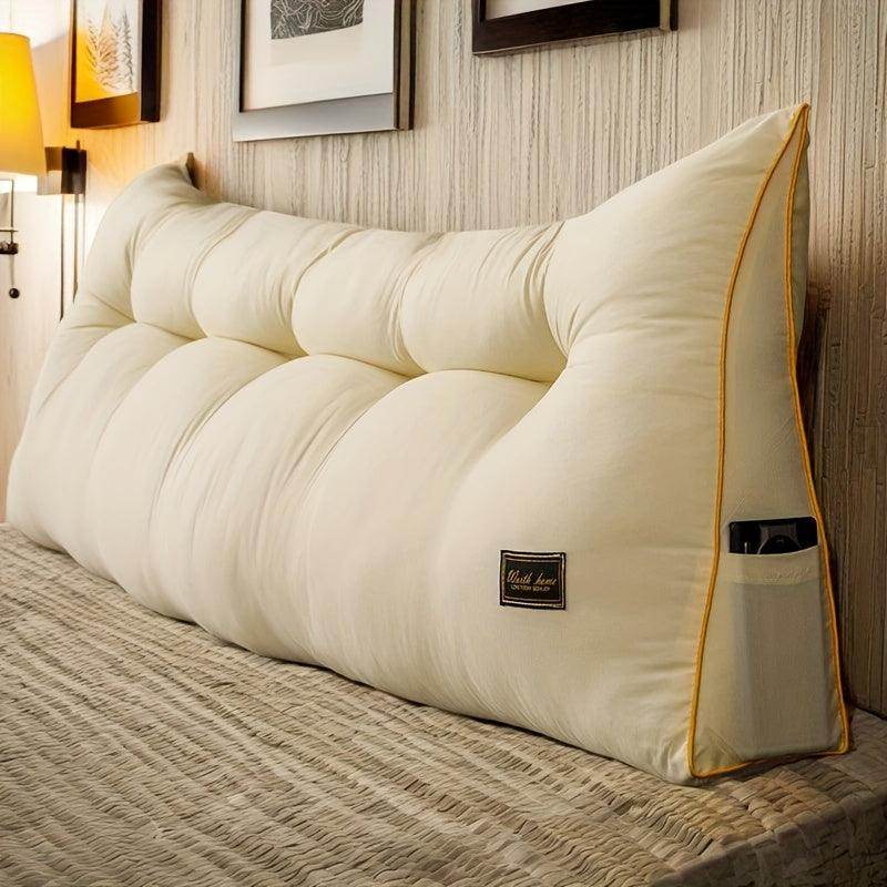 Plush Gray Headboard Cushion with Yellow Zipper - My Store
