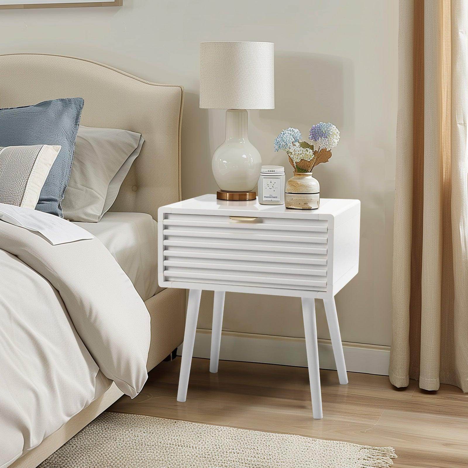 1pc Solid Wood Nightstand End Table - My Store