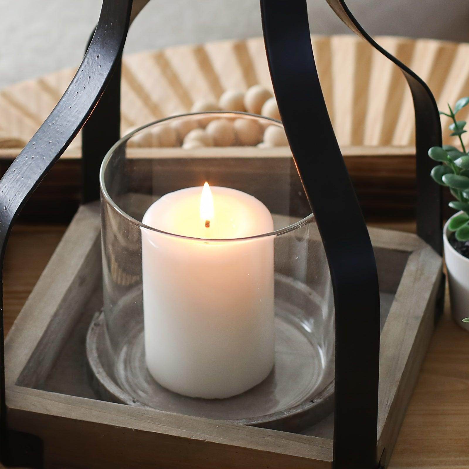 Rustic Farmhouse Wood & Metal Candle Lantern - My Store