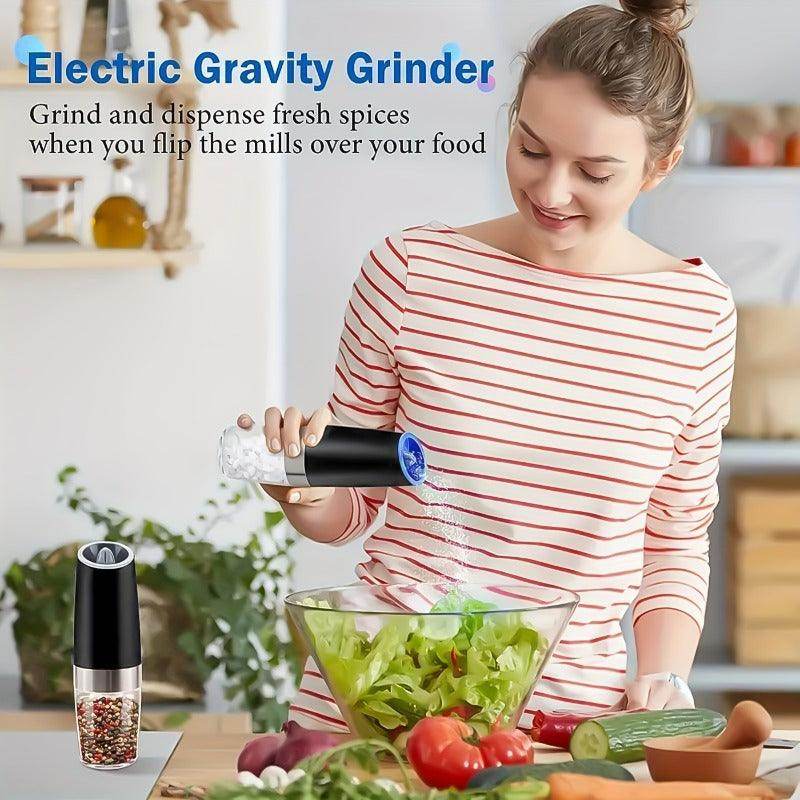 2pcs Gravity-Powered Electric Salt & Pepper Grinder Set - My Store