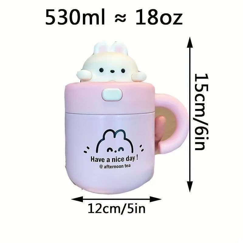 Cute White Rabbit Bear Coffee Cup with Lid - My Store