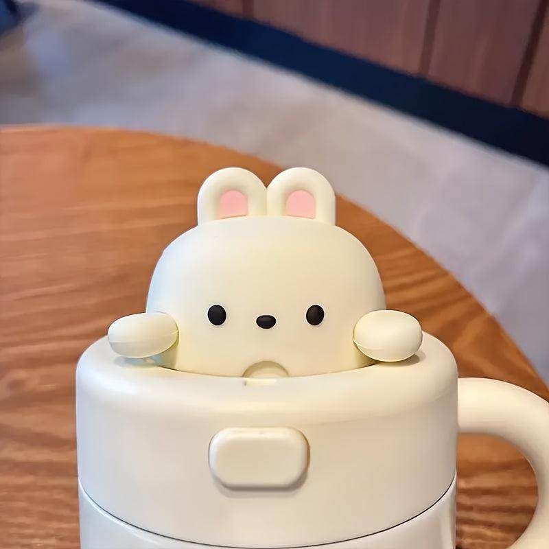 Cute White Rabbit Bear Coffee Cup with Lid - My Store