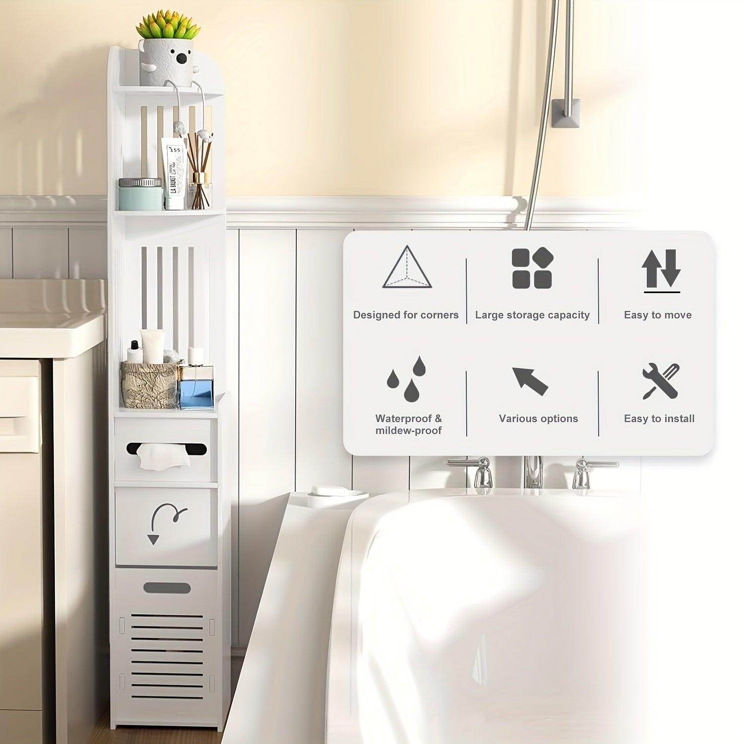 Small White Corner Bathroom Storage Cabinet - My Store