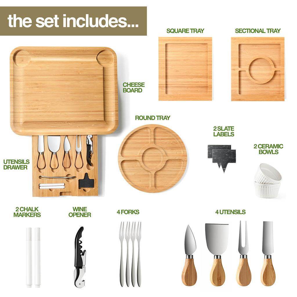 Bamboo Cheese & Meat Board Set - My Store