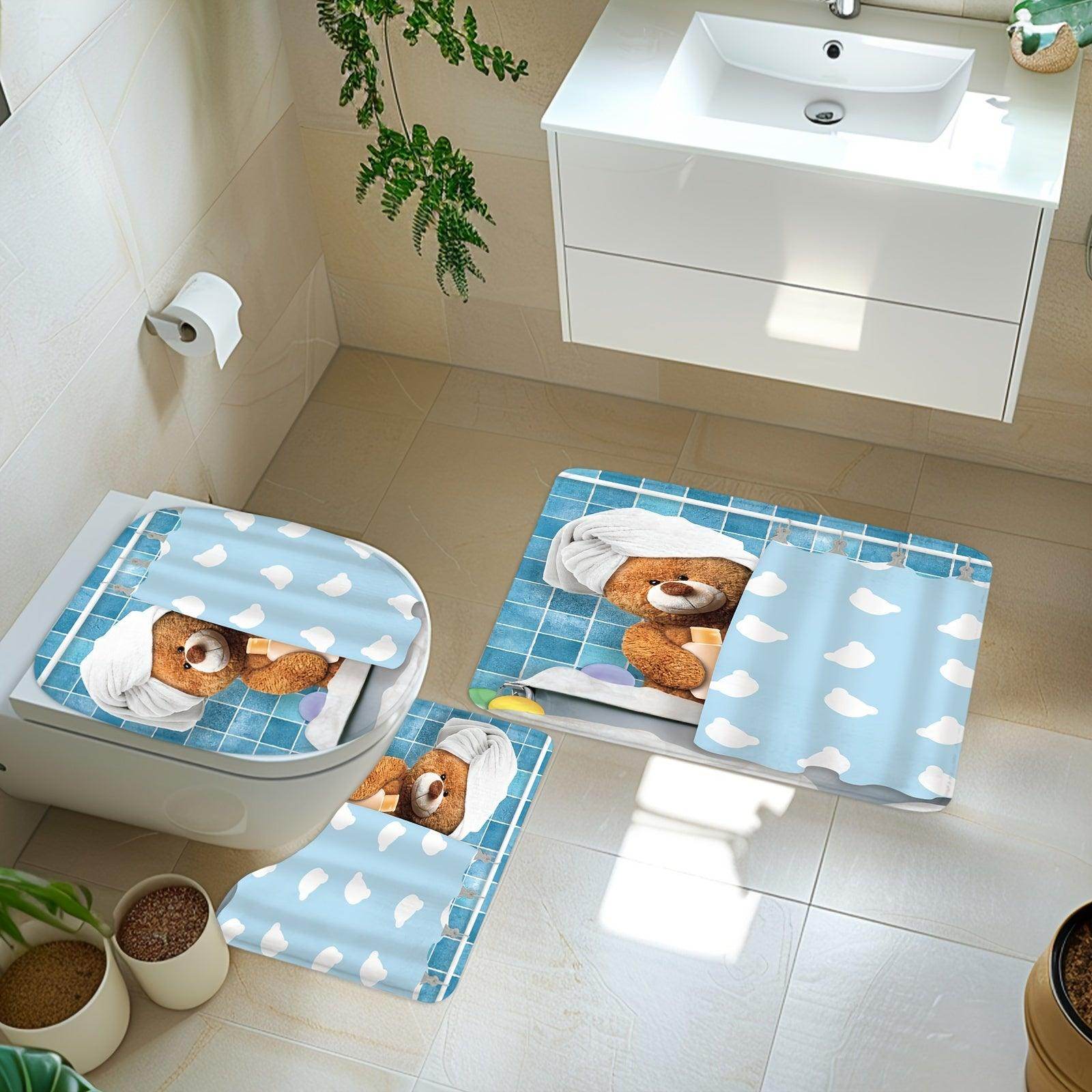 Funny Bear Shower Curtain Set - My Store