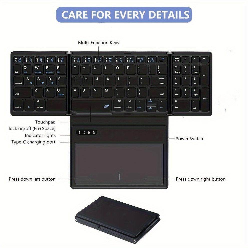 Compact Folding Wireless Keyboard – Touchpad & Rechargeable - My Store