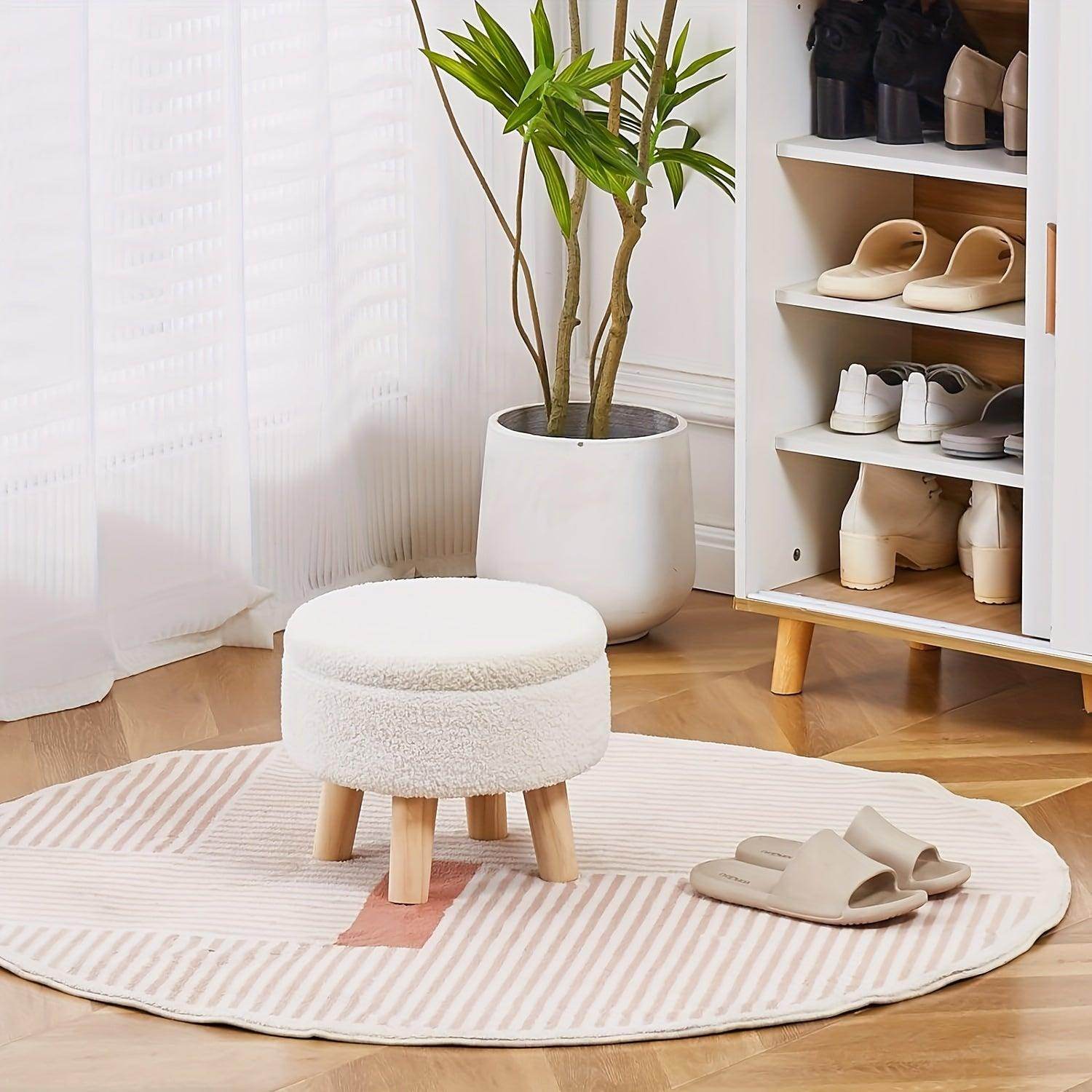 Modern Round Velvet Footrest Ottoman - My Store