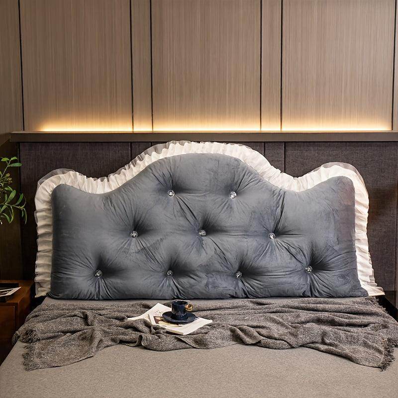 1pc Luxury Velvet Bed Headrest with Lace Trim - My Store