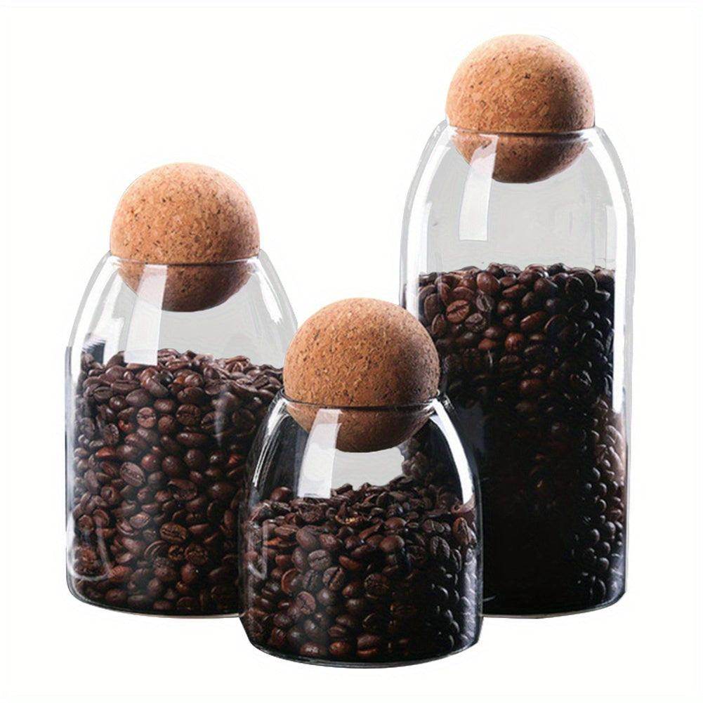 Set of 3 Glass Food Storage Canisters with Cork Lids - My Store