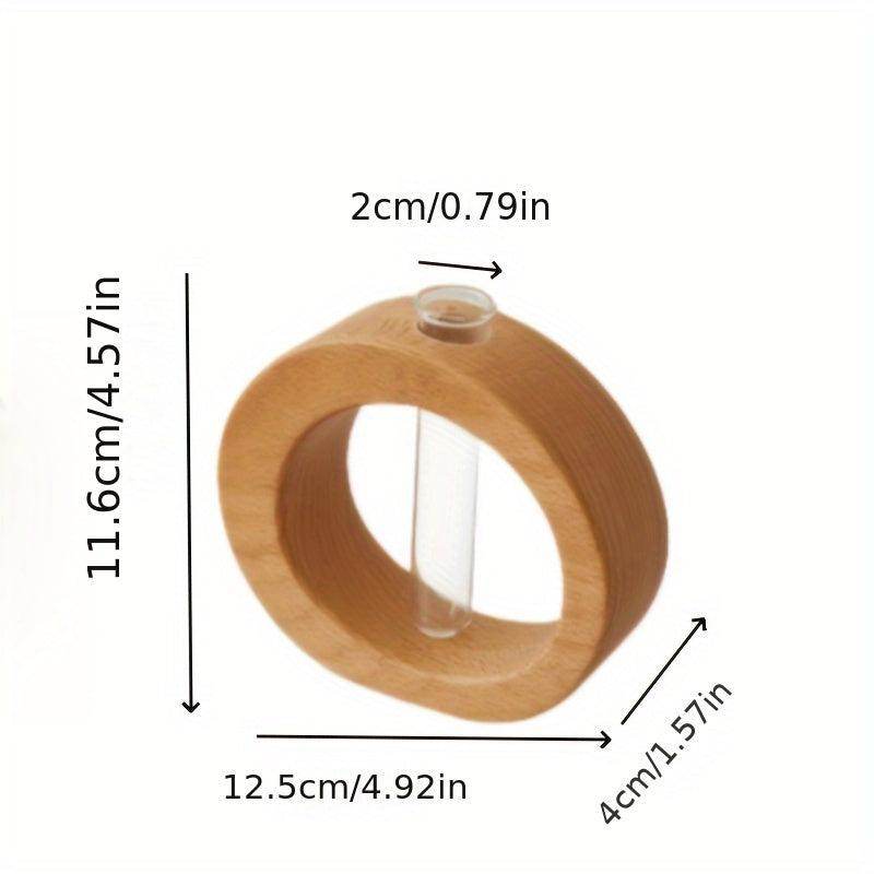 Chic Round Glass Vase with Wooden Base - My Store