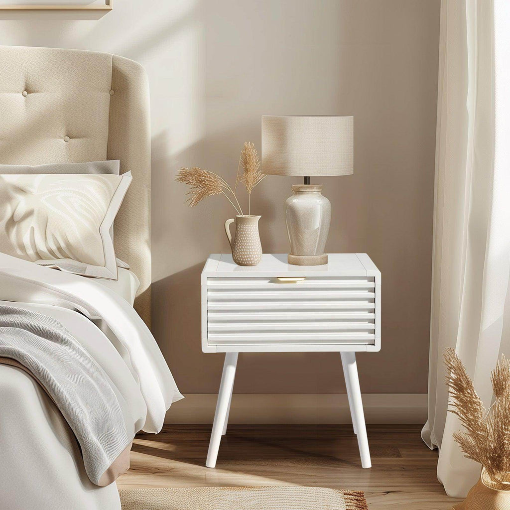 1pc Solid Wood Nightstand End Table - My Store