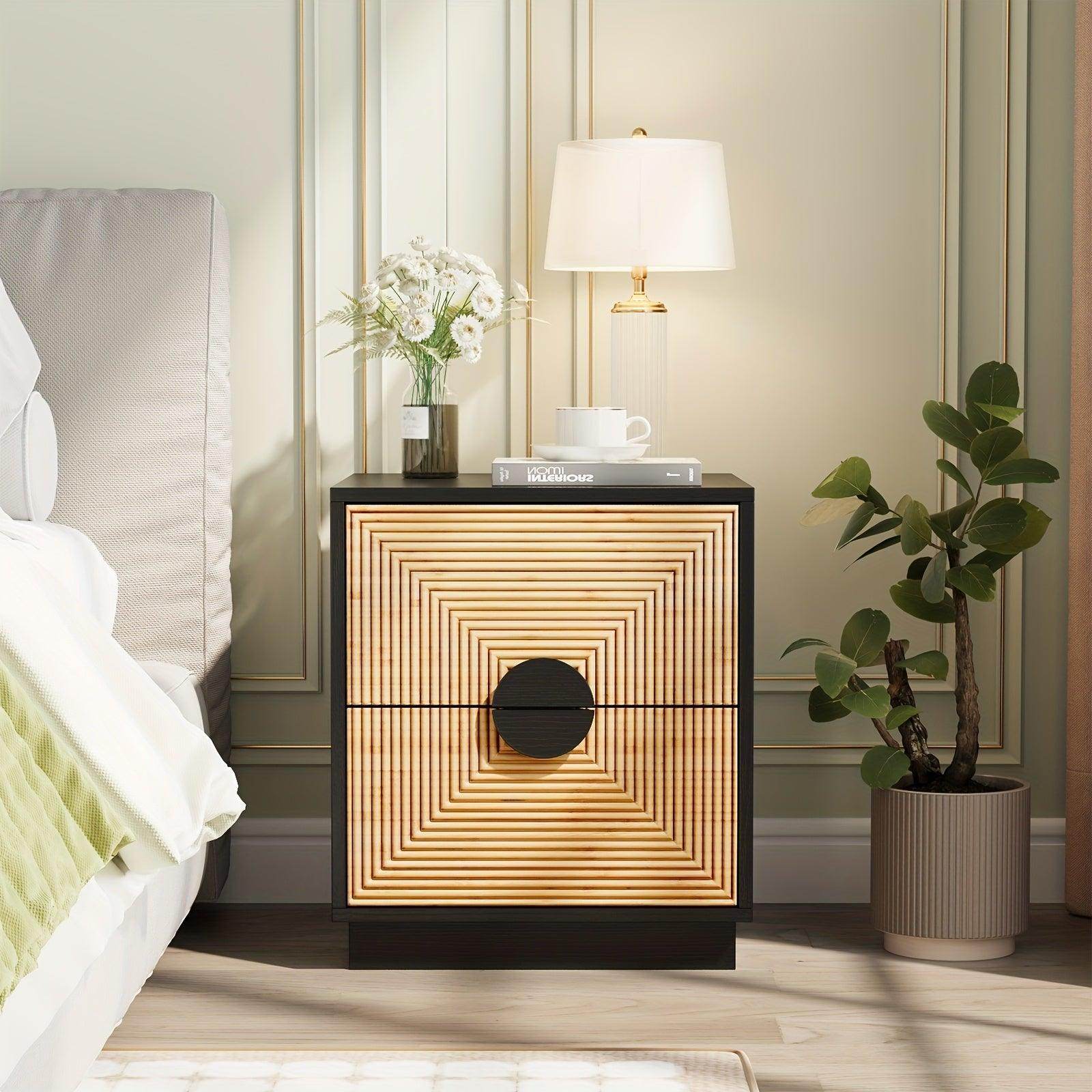 2 - Drawer Nightstand: Modern Design, Bamboo Build For Durability - My Store