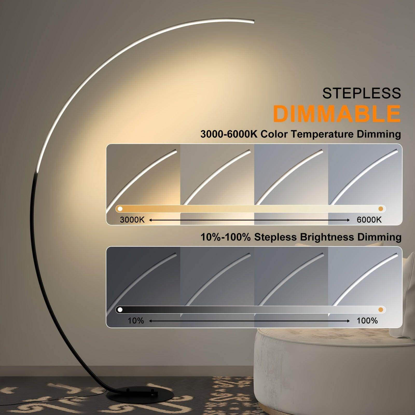 Modern Black LED Arched Floor Lamp - My Store