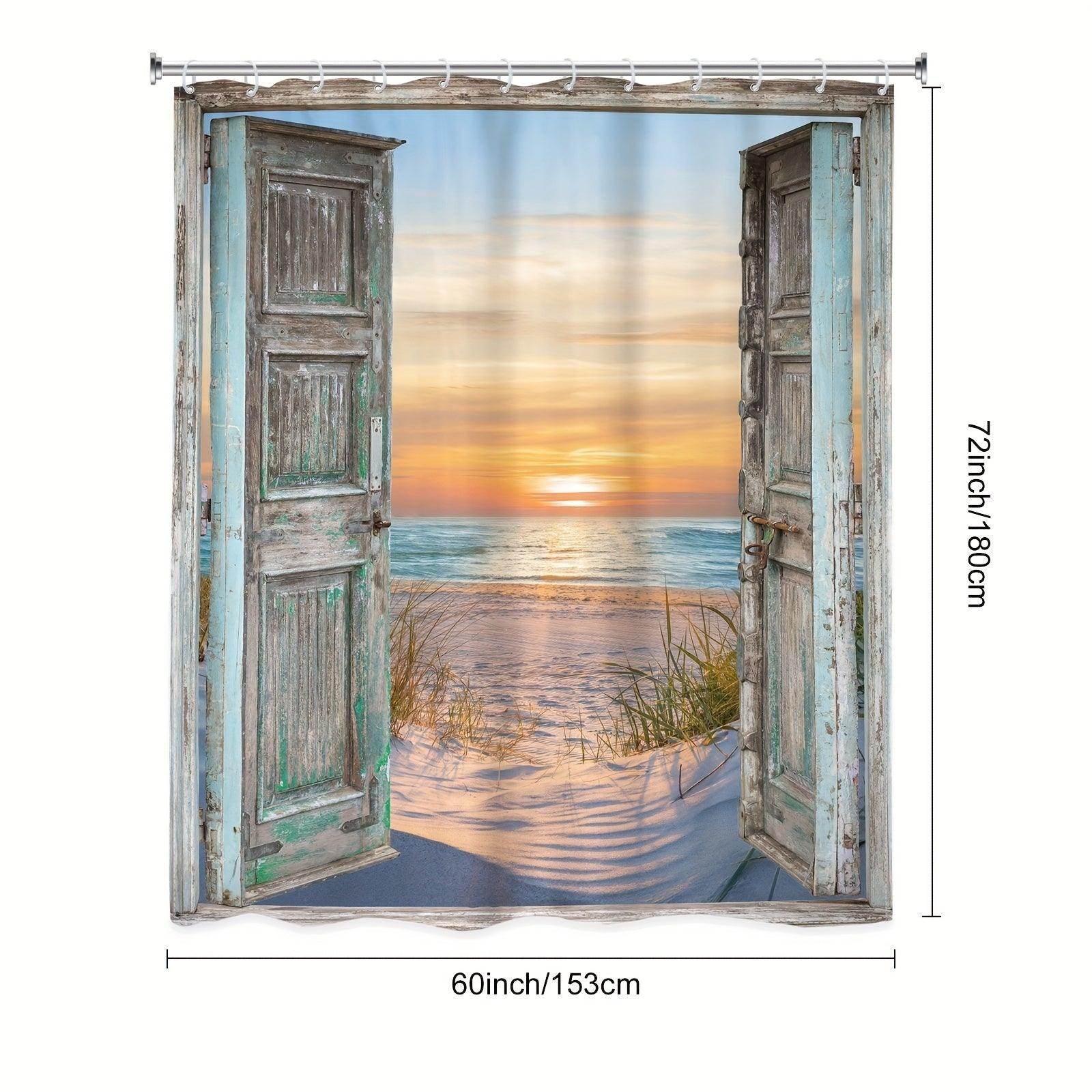 Beach Barn Door Shower Curtain - My Store