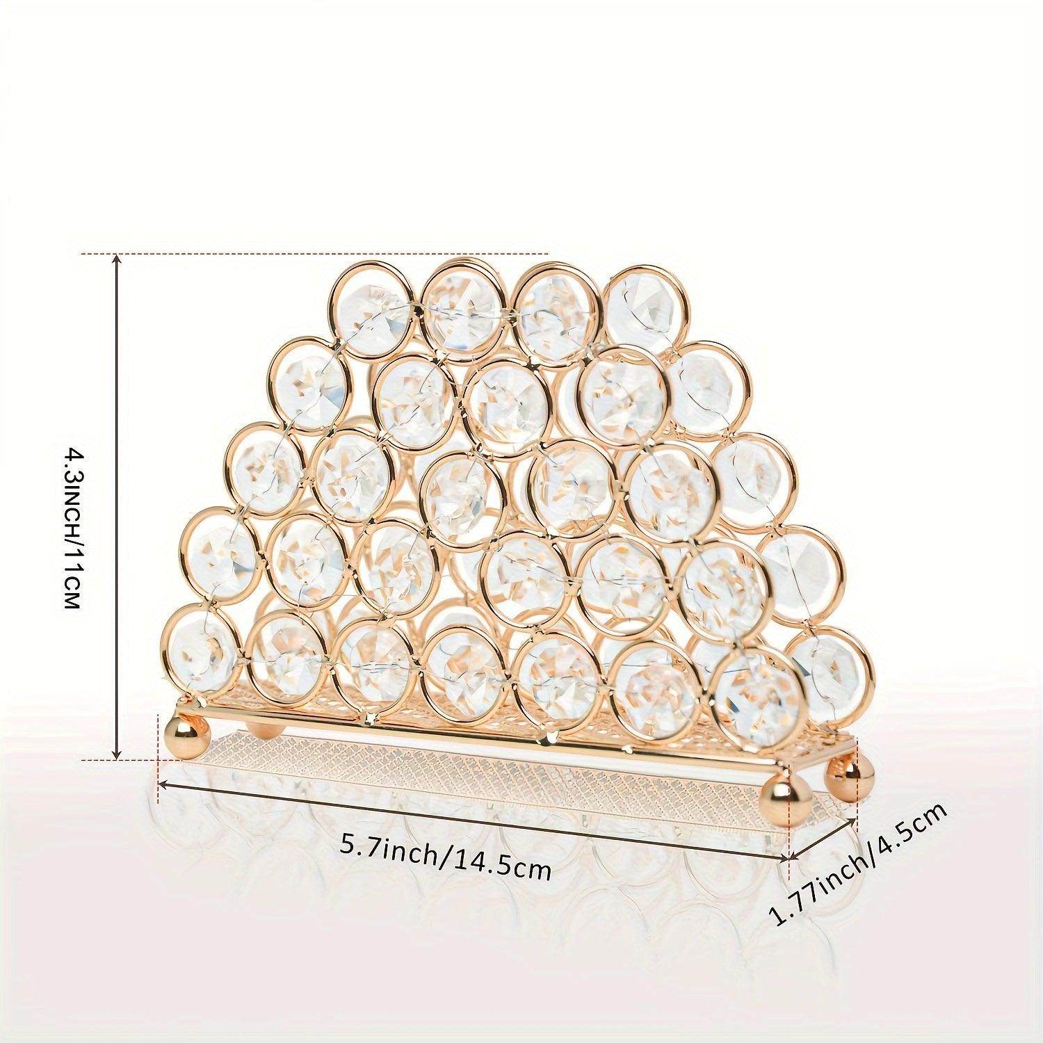 1pc Elegant Crystal & Golden Metal Napkin Holder - My Store