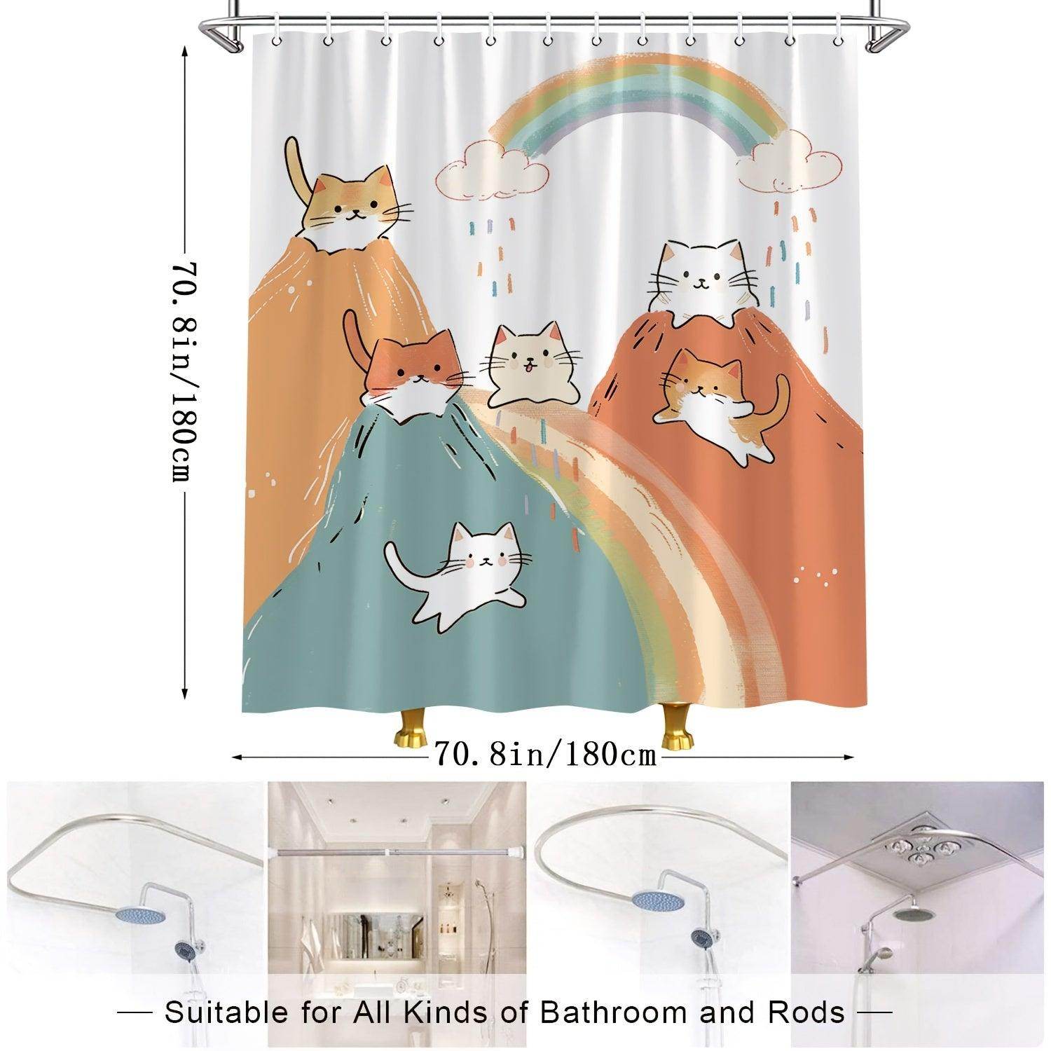 Rainbow Cat Cartoon Shower Curtain - My Store